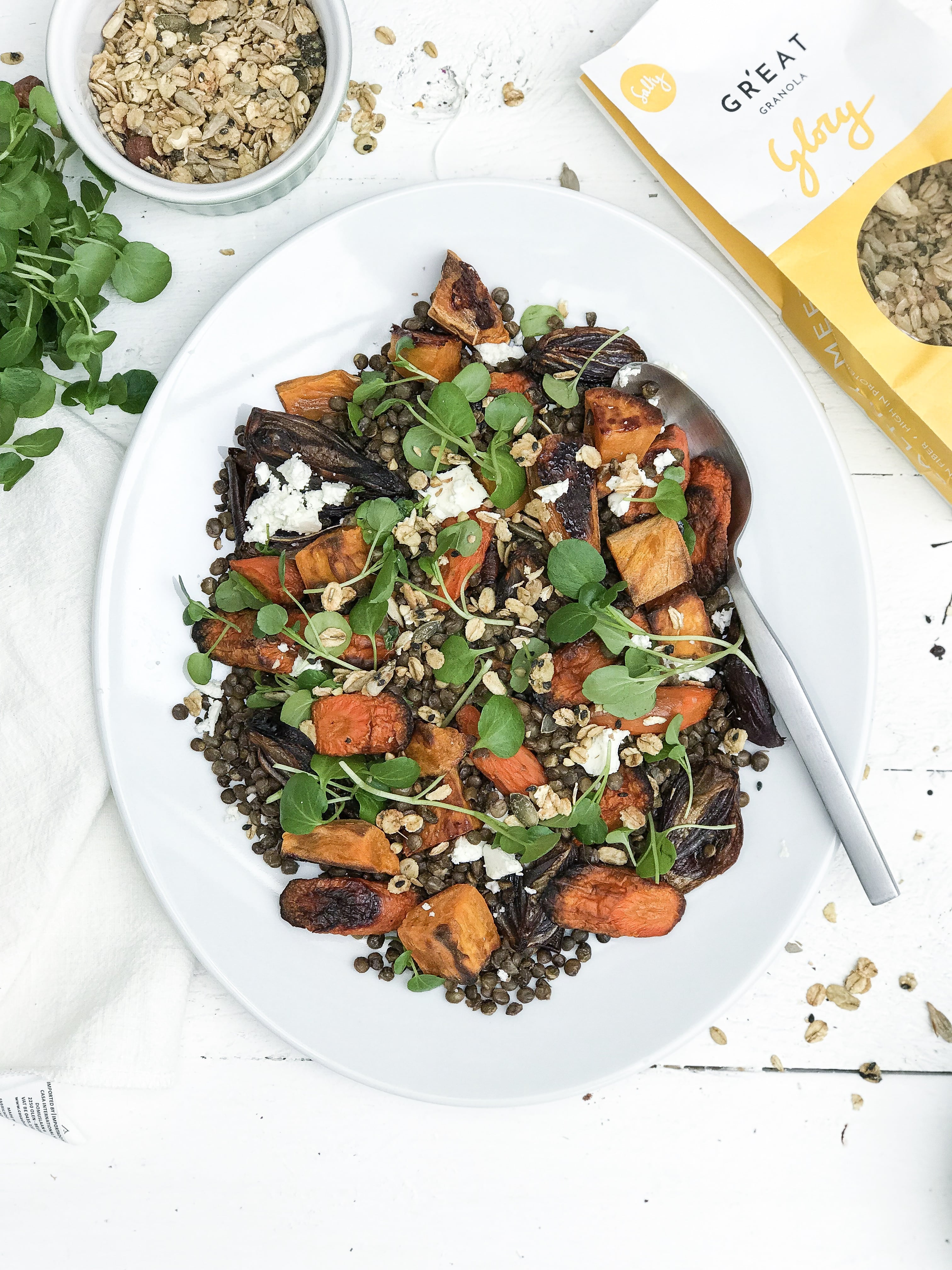 Salade de lentilles, patates douces et Gr'eat Granola 